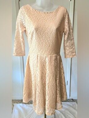 Fleet Collection By ModShop Nude Lace Fit-and-Flare Dress
